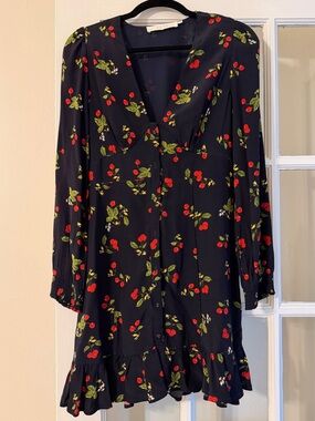 ASTR The Label Dark Navy Cherry Print Mini Dress Size Small